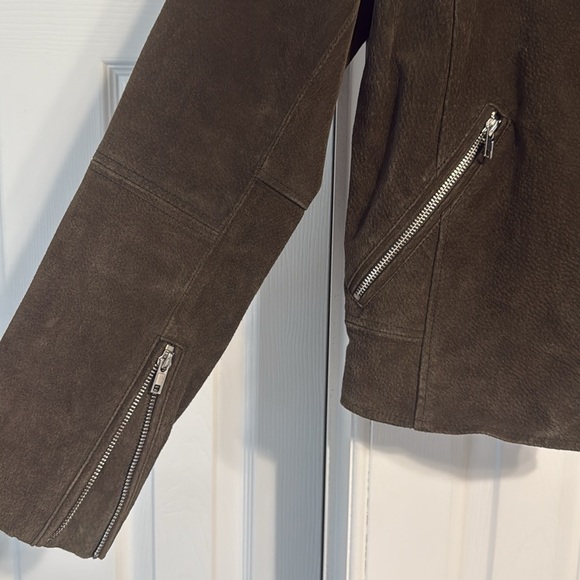 AQUA NWOT Olive green genuine leather suede jacket - Picture 3 of 7